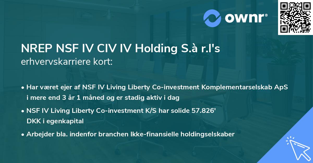 NREP NSF IV CIV IV Holding S.à r.l's erhvervskarriere kort