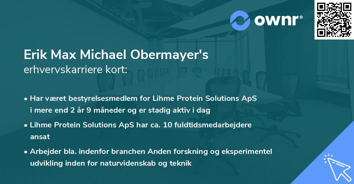 Erik Max Michael Obermayer's erhvervskarriere kort