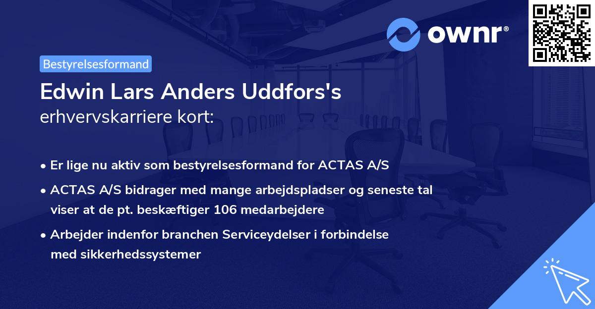 Edwin Lars Anders Uddfors's erhvervskarriere kort