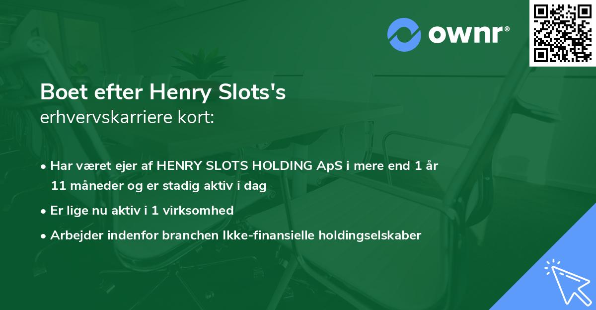 Boet efter Henry Slots's erhvervskarriere kort