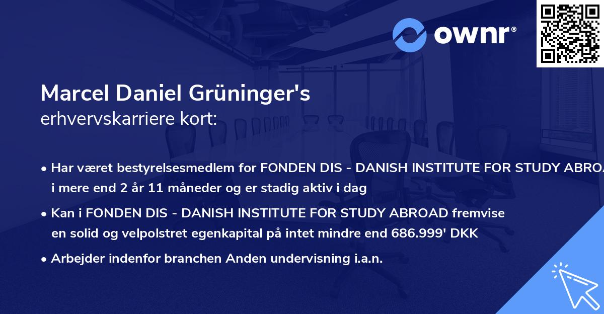 Marcel Daniel Grüninger's erhvervskarriere kort