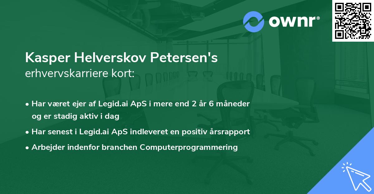 Kasper Helverskov Petersen's erhvervskarriere kort