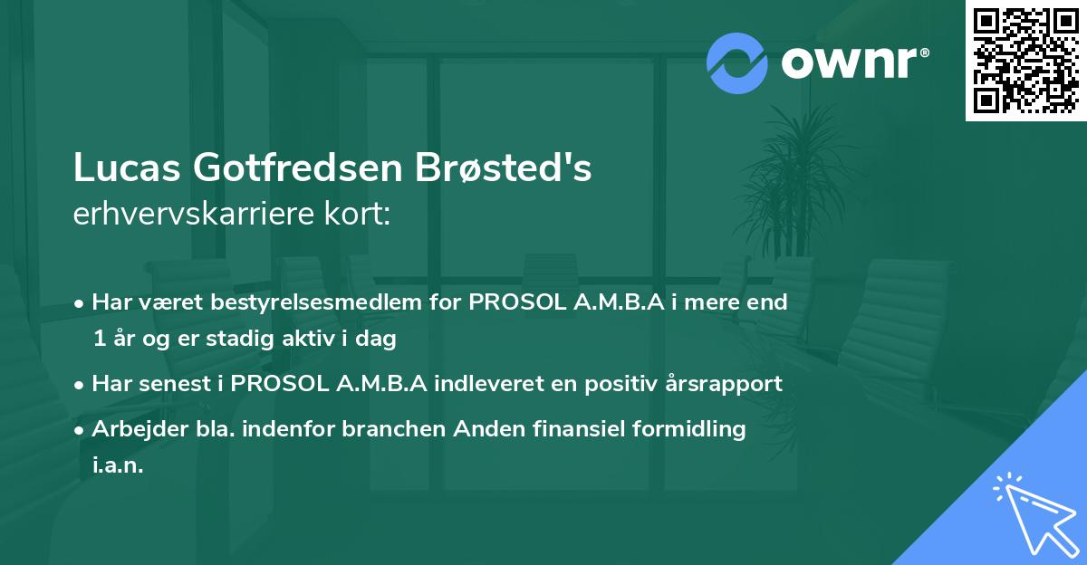 Lucas Gotfredsen Brøsted's erhvervskarriere kort
