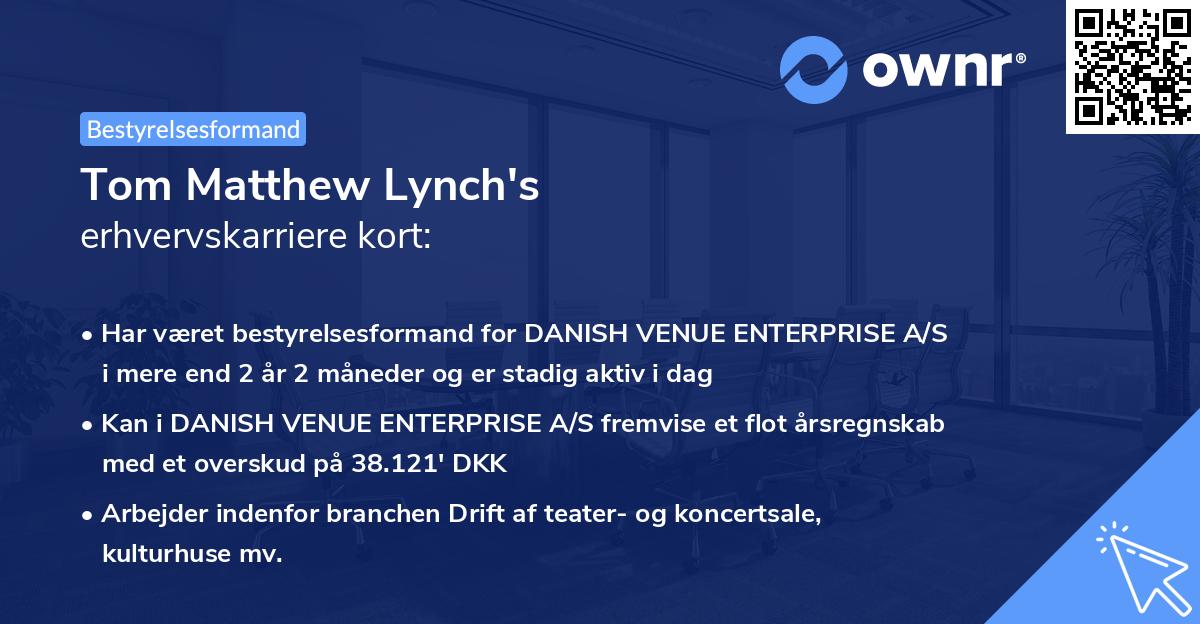 Tom Matthew Lynch's erhvervskarriere kort