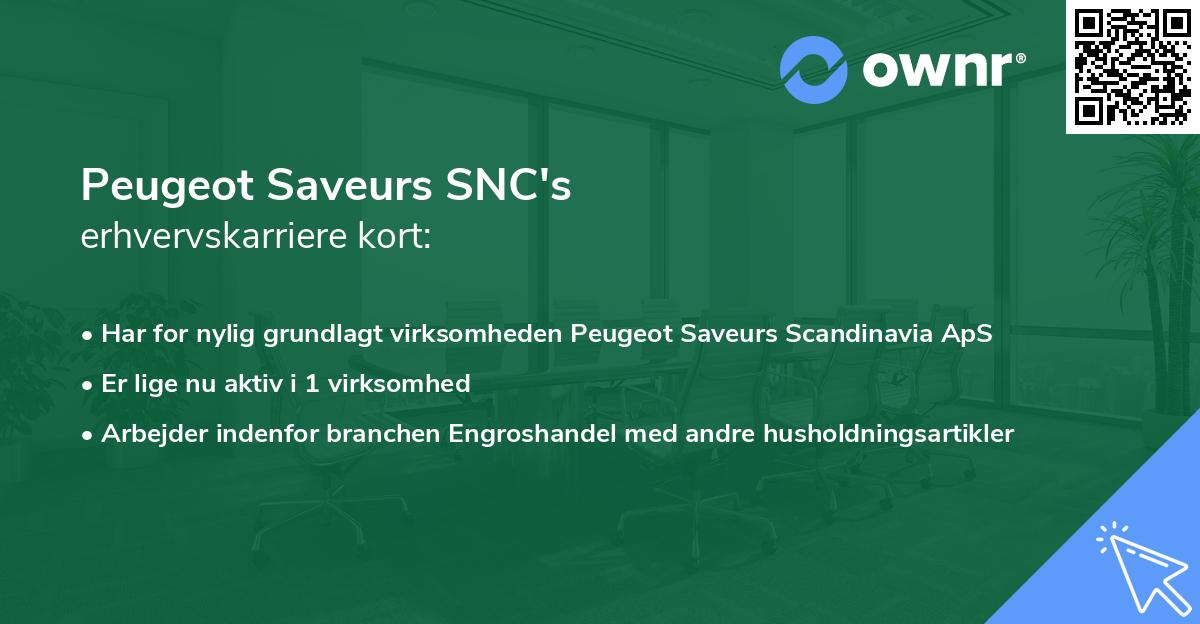 Peugeot Saveurs SNC's erhvervskarriere kort