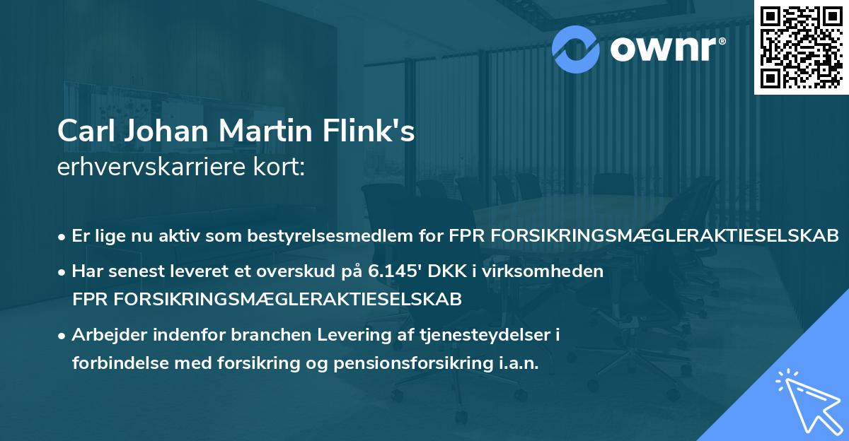 Carl Johan Martin Flink's erhvervskarriere kort