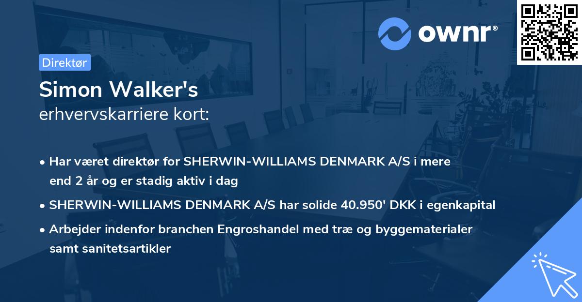 Simon Walker's erhvervskarriere kort