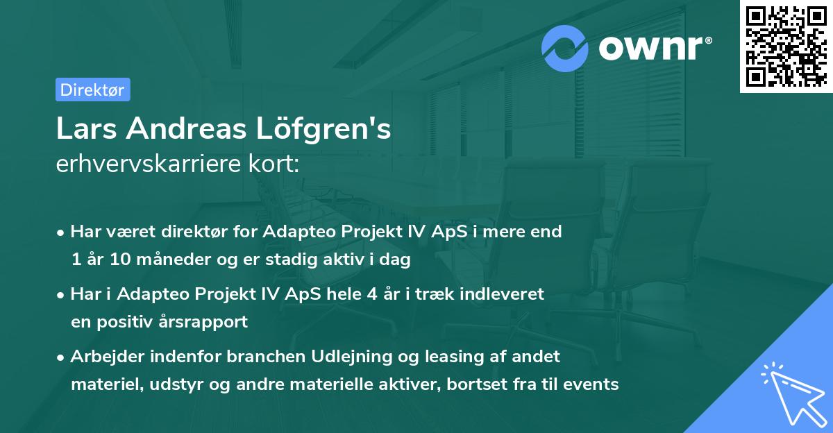 Lars Andreas Löfgren's erhvervskarriere kort