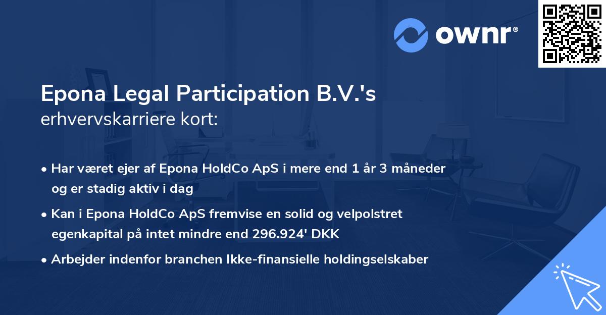 Epona Legal Participation B.V.'s erhvervskarriere kort