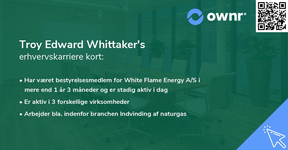 Troy Edward Whittaker's erhvervskarriere kort