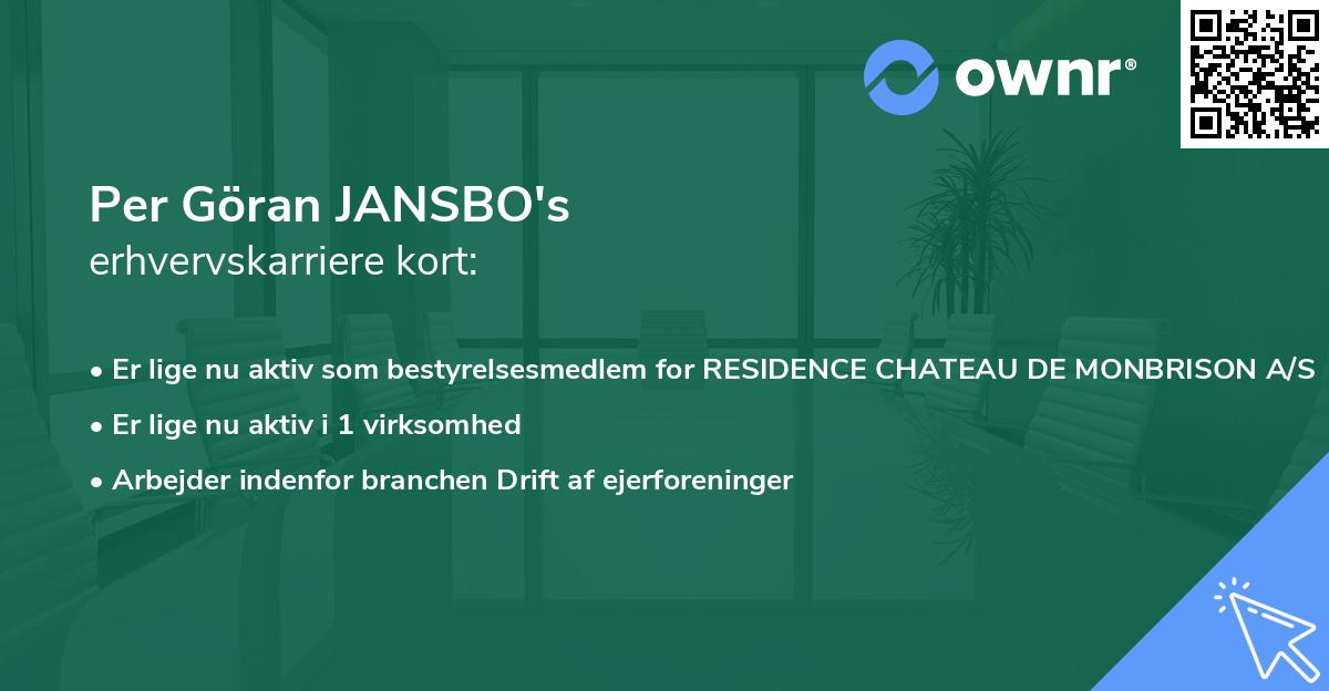 Per Göran JANSBO's erhvervskarriere kort