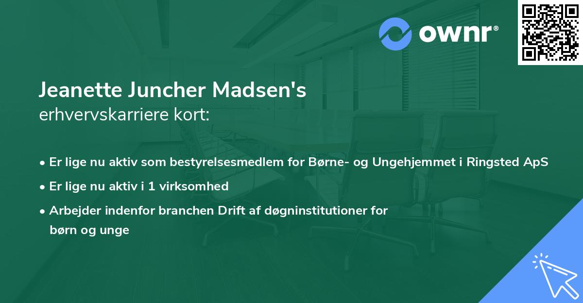 Jeanette Juncher Madsen's erhvervskarriere kort