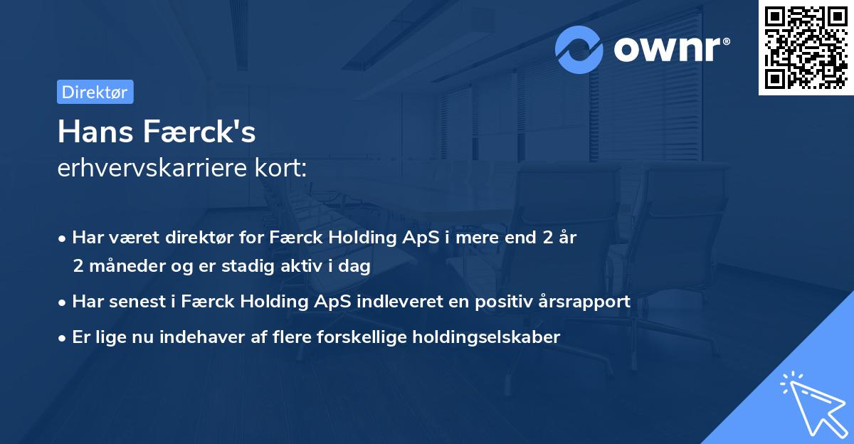 Hans Færck's erhvervskarriere kort