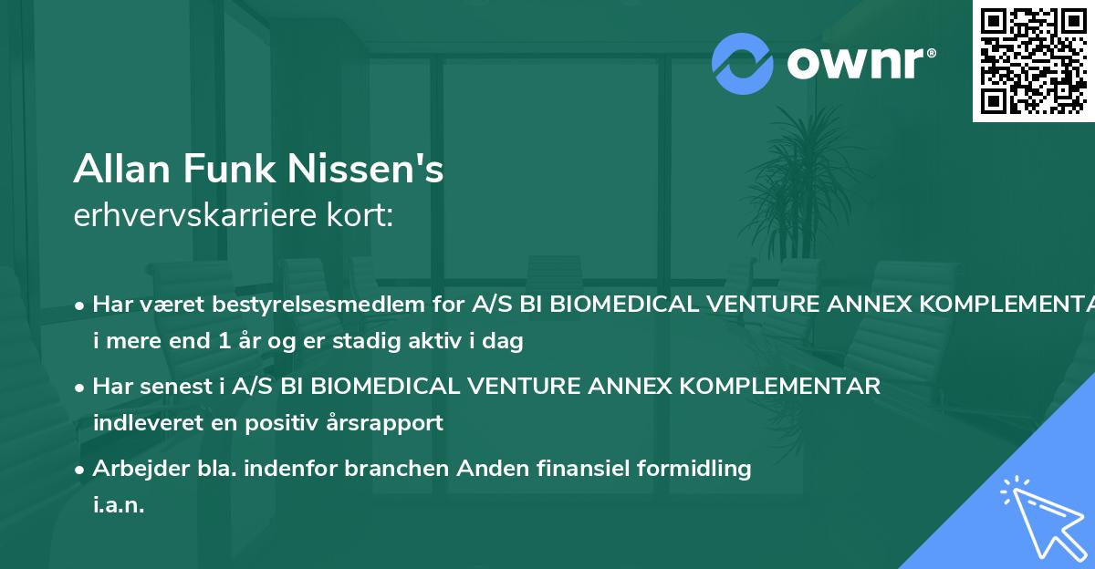 Allan Funk Nissen's erhvervskarriere kort