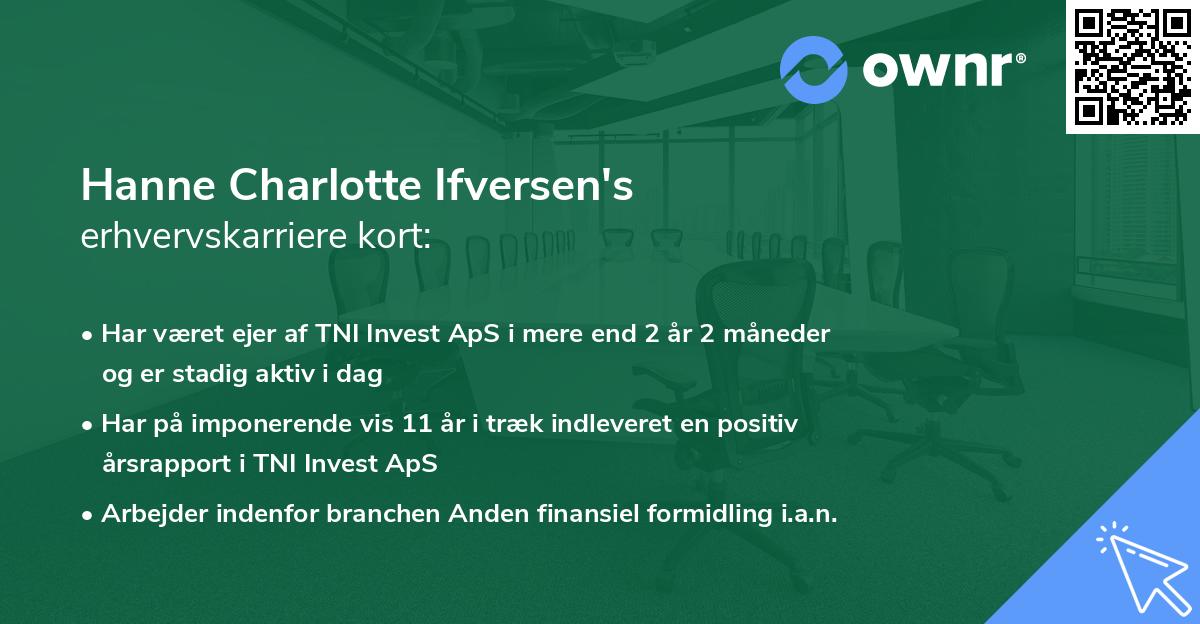 Hanne Charlotte Ifversen's erhvervskarriere kort