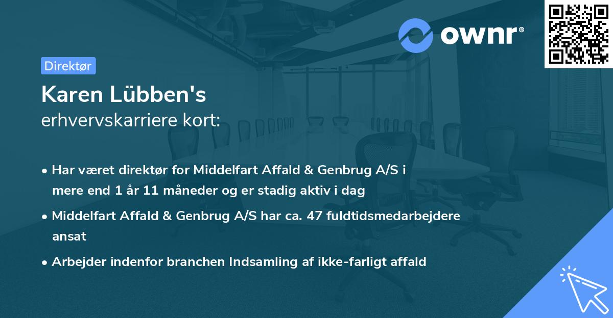 Karen Lübben's erhvervskarriere kort