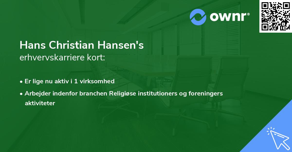 Hans Christian Hansen's erhvervskarriere kort