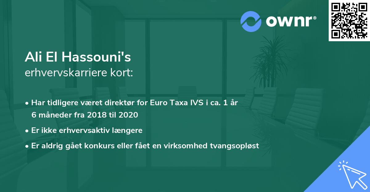 Ali El Hassouni's erhvervskarriere kort