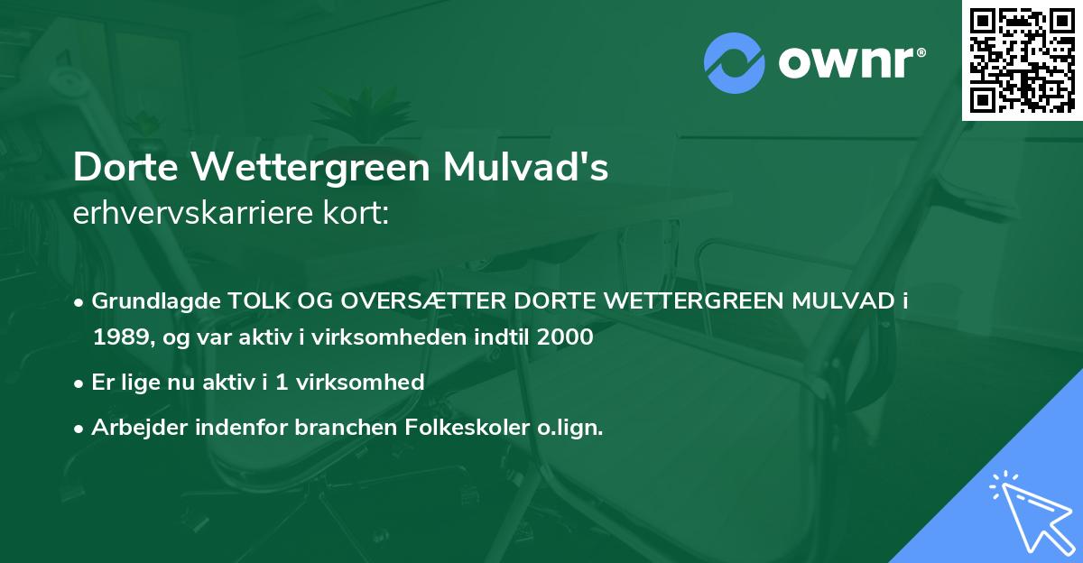 Dorte Wettergreen Mulvad's erhvervskarriere kort