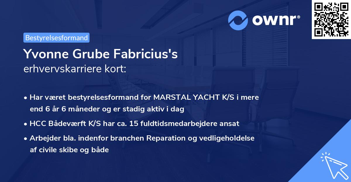 Yvonne Grube Fabricius's erhvervskarriere kort