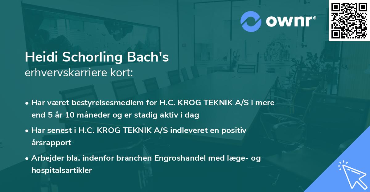 Heidi Schorling Bach's erhvervskarriere kort