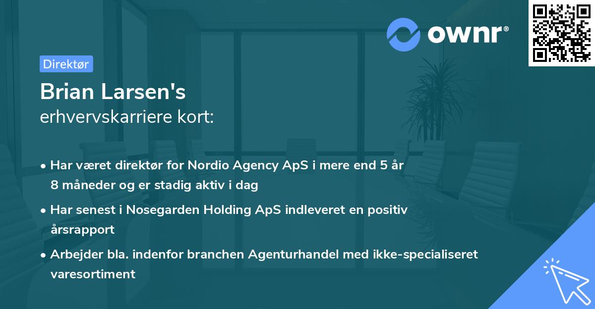 Brian Larsen's erhvervskarriere kort