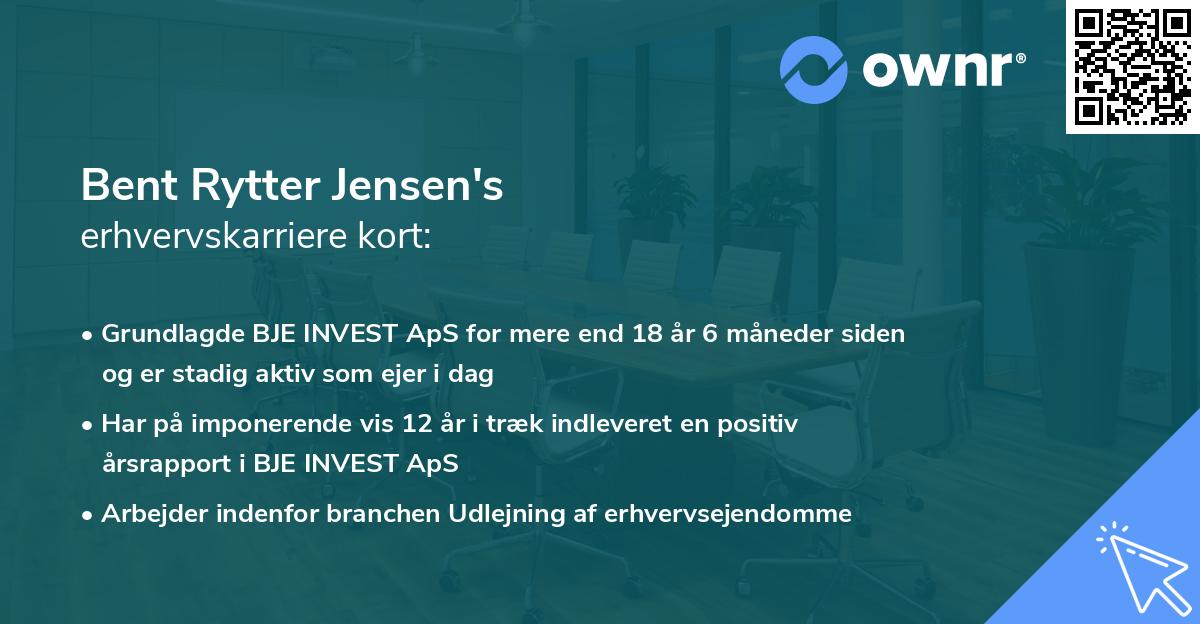 Bent Rytter Jensen's erhvervskarriere kort