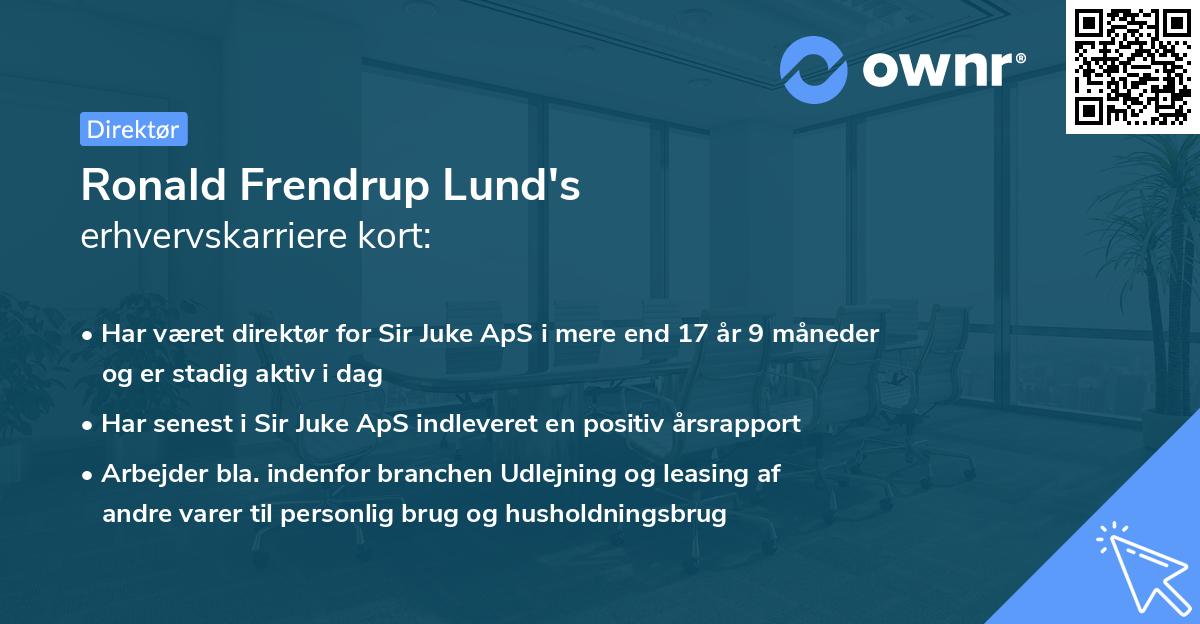 Ronald Frendrup Lund's erhvervskarriere kort