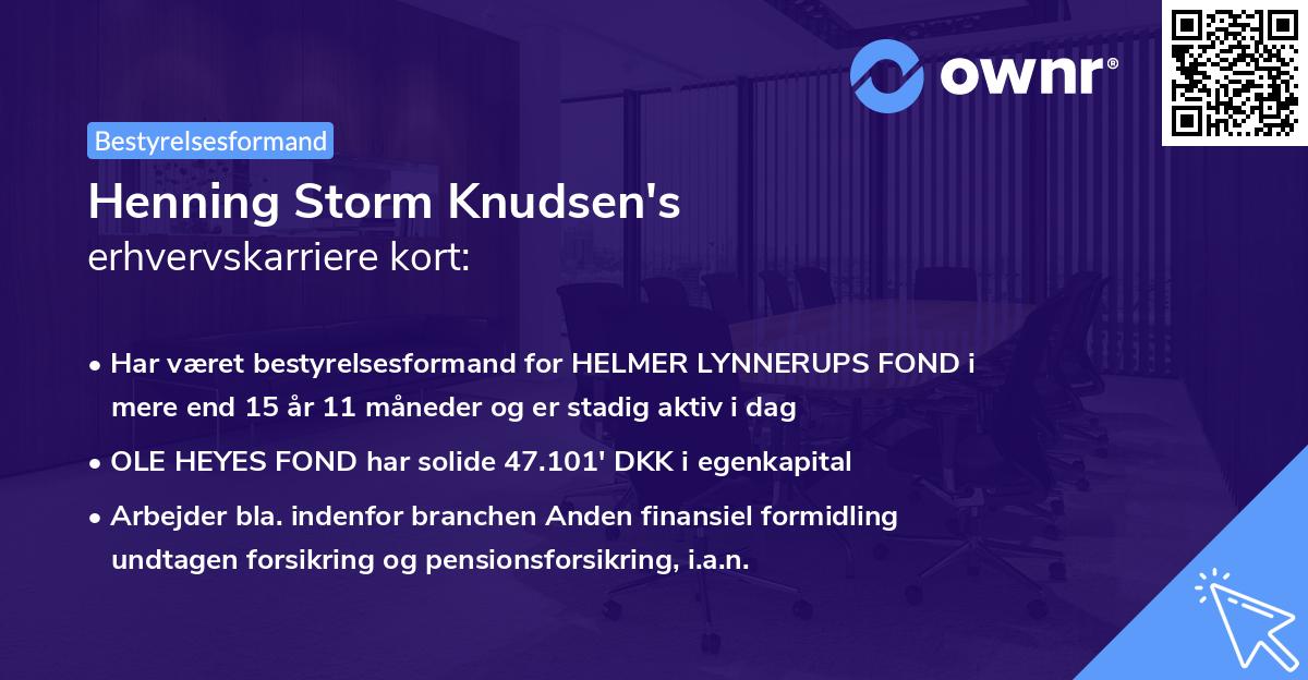 Henning Storm Knudsen's erhvervskarriere kort