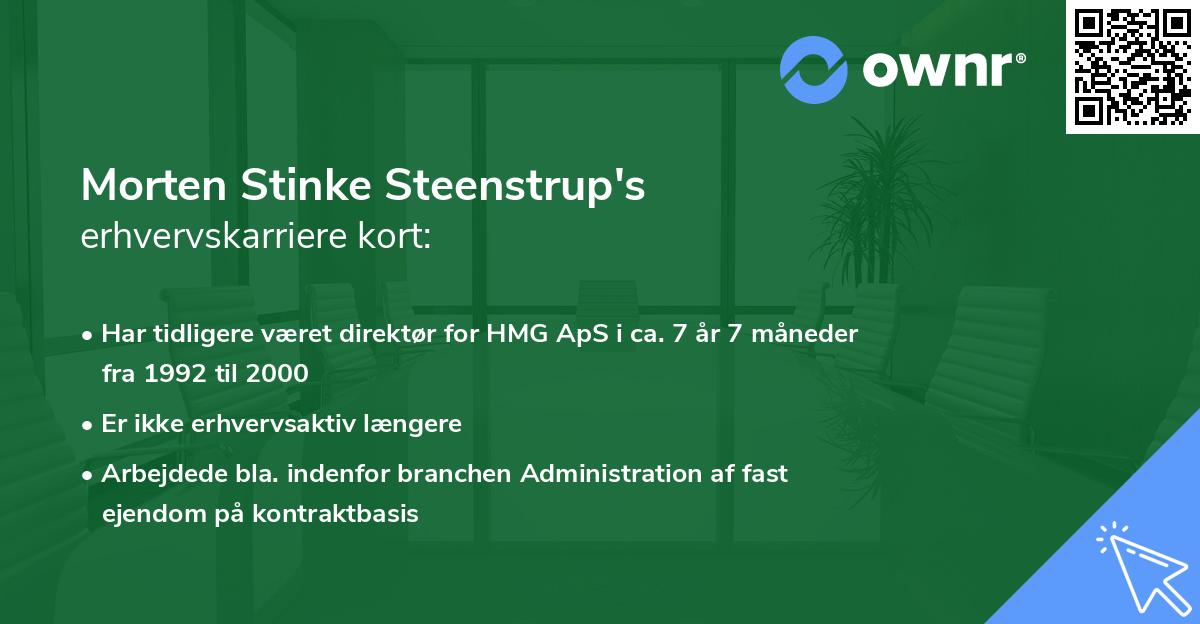 Morten Stinke Steenstrup's erhvervskarriere kort