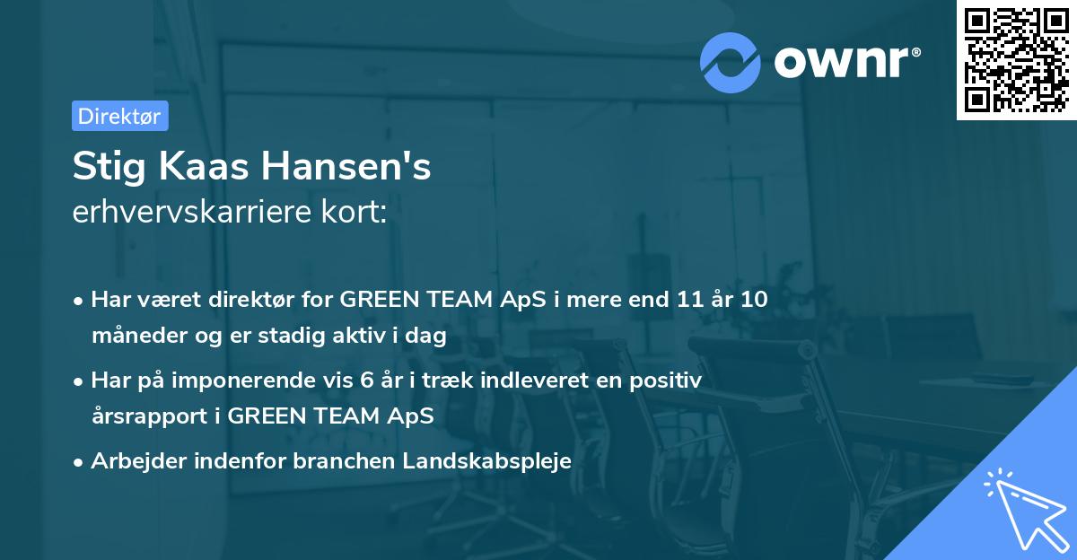 Stig Kaas Hansen's erhvervskarriere kort