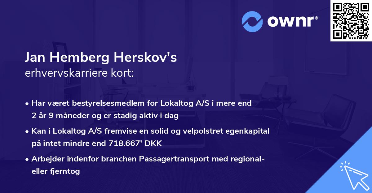 Jan Hemberg Herskov's erhvervskarriere kort