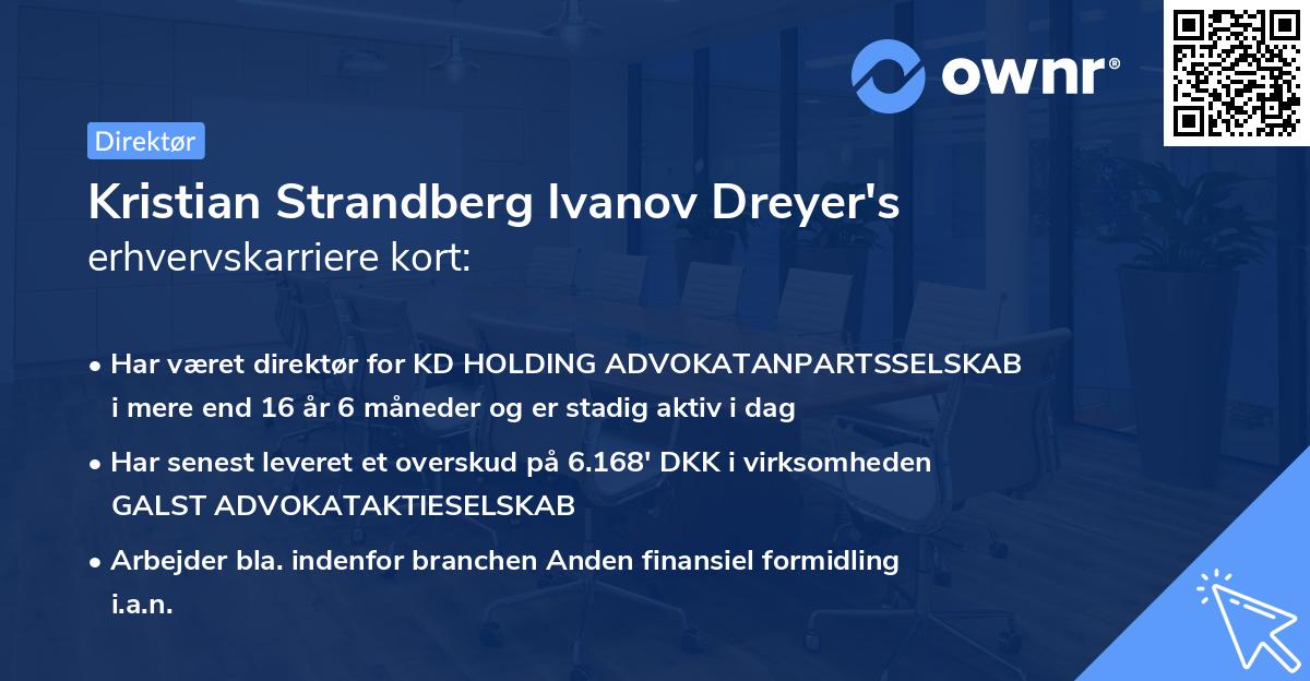 Kristian Strandberg Ivanov Dreyer's erhvervskarriere kort