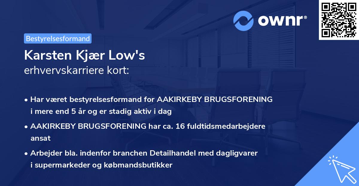 Karsten Kjær Low's erhvervskarriere kort