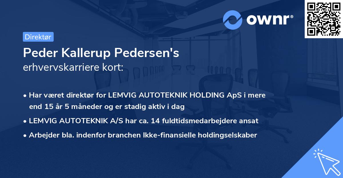 Peder Kallerup Pedersen's erhvervskarriere kort
