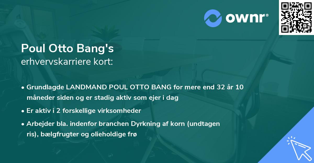 Poul Otto Bang's erhvervskarriere kort