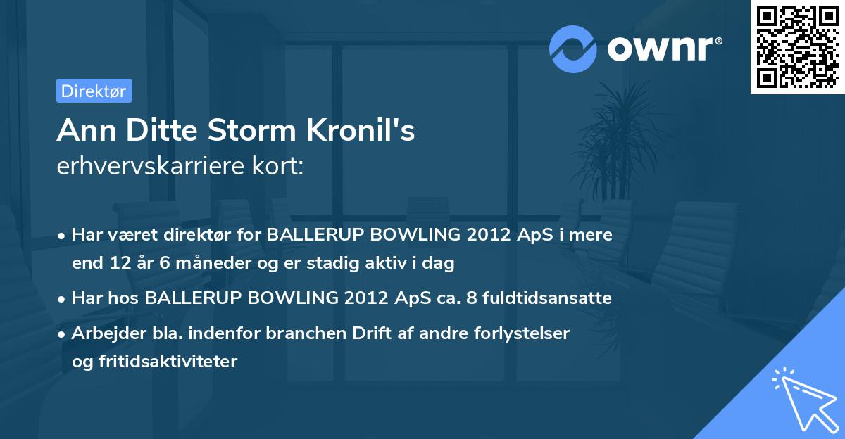 Ann Ditte Storm Kronil's erhvervskarriere kort