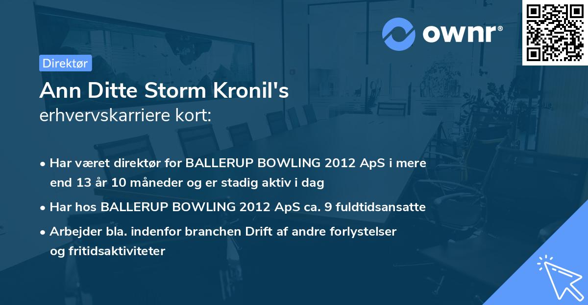Ann Ditte Storm Kronil's erhvervskarriere kort