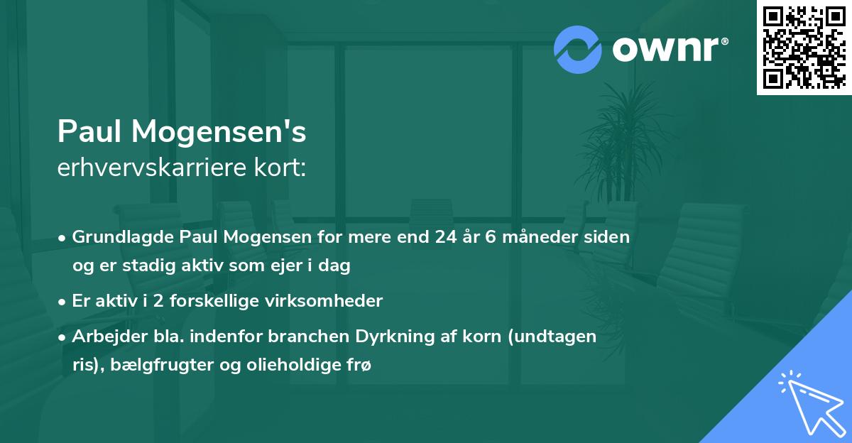 Paul Mogensen's erhvervskarriere kort