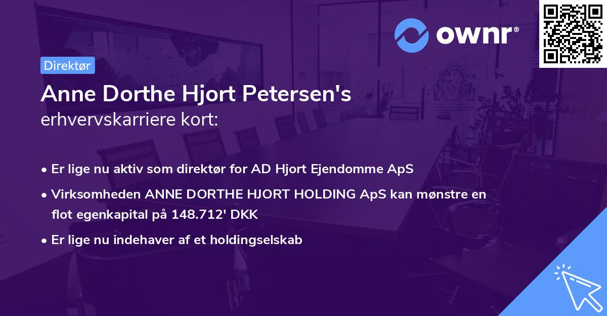 Anne Dorthe Hjort Petersen's erhvervskarriere kort