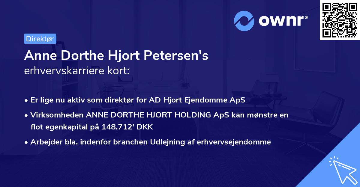 Anne Dorthe Hjort Petersen's erhvervskarriere kort