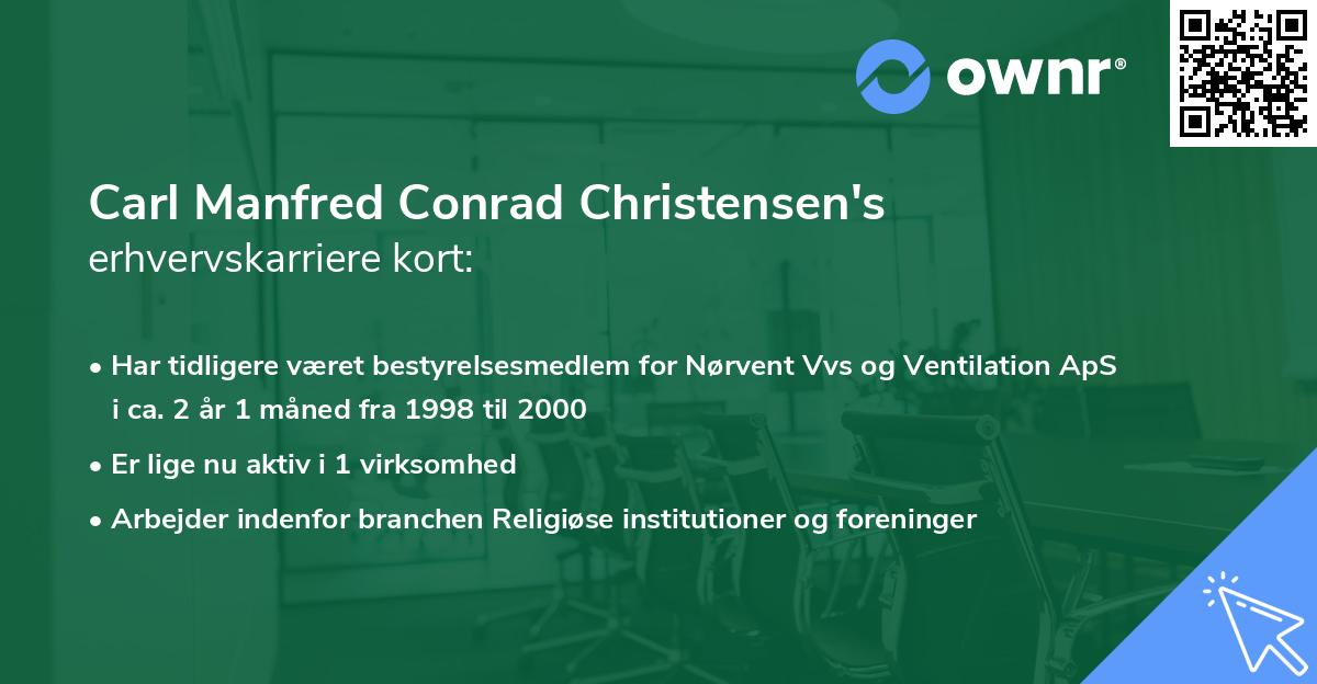 Carl Manfred Conrad Christensen's erhvervskarriere kort