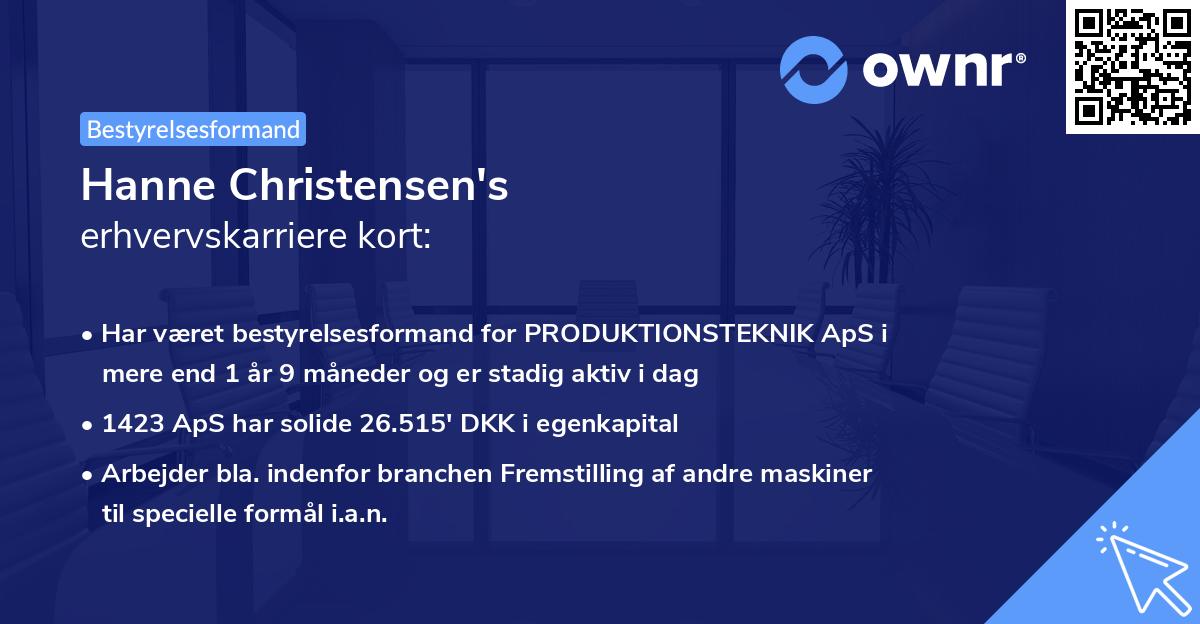 Hanne Christensen's erhvervskarriere kort