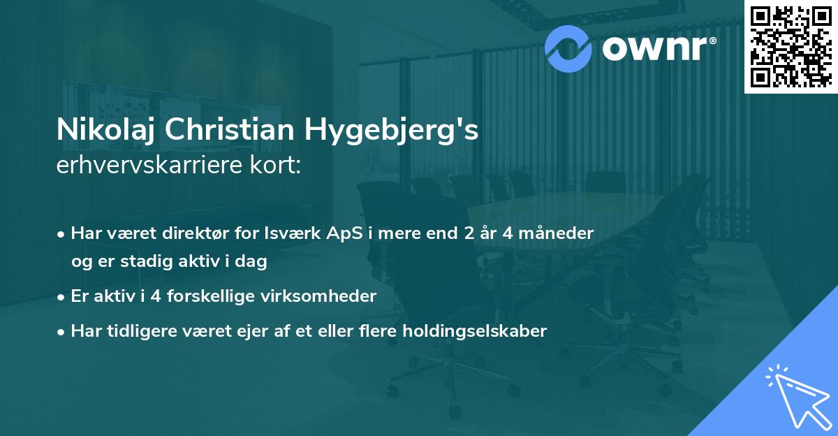 Nikolaj Christian Hygebjerg's erhvervskarriere kort