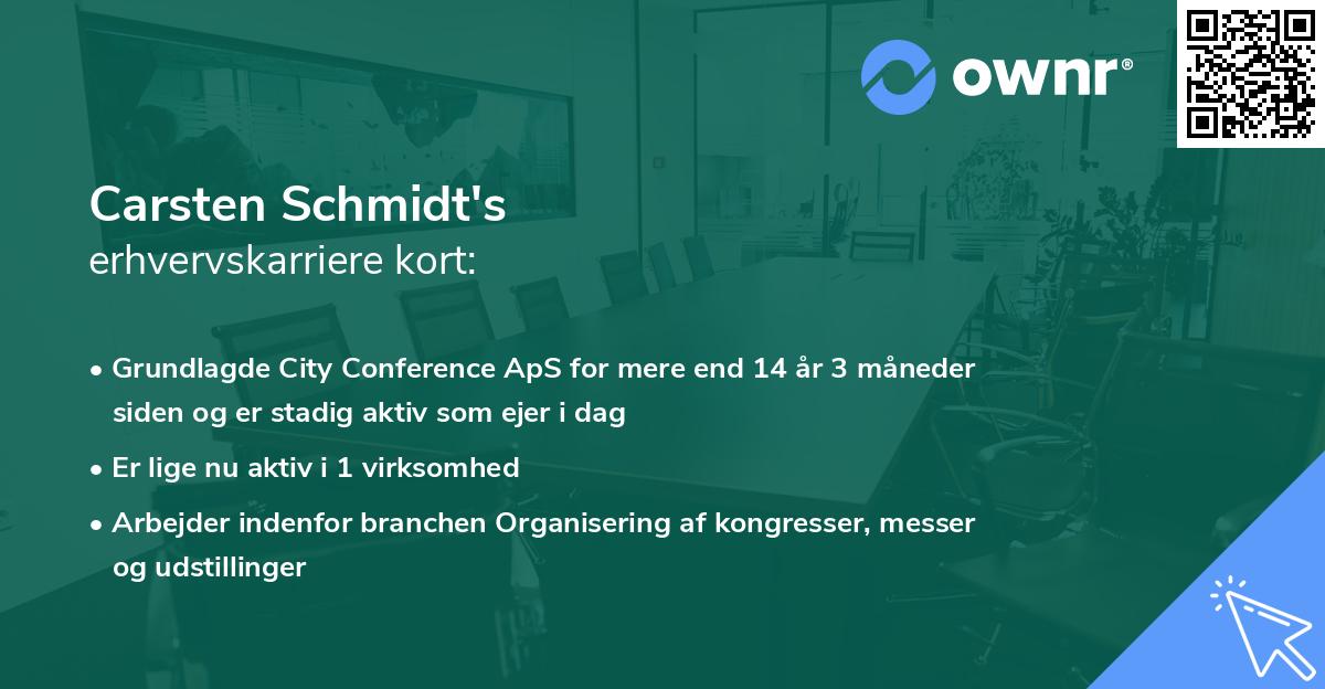 Carsten Schmidt's erhvervskarriere kort