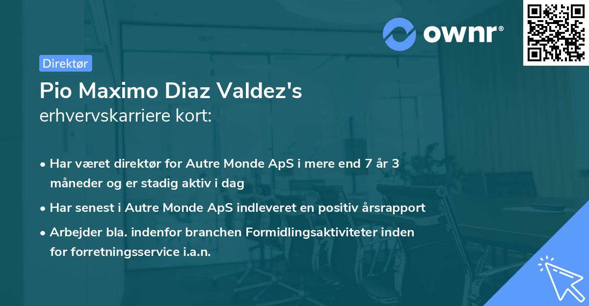Pio Maximo Diaz Valdez's erhvervskarriere kort
