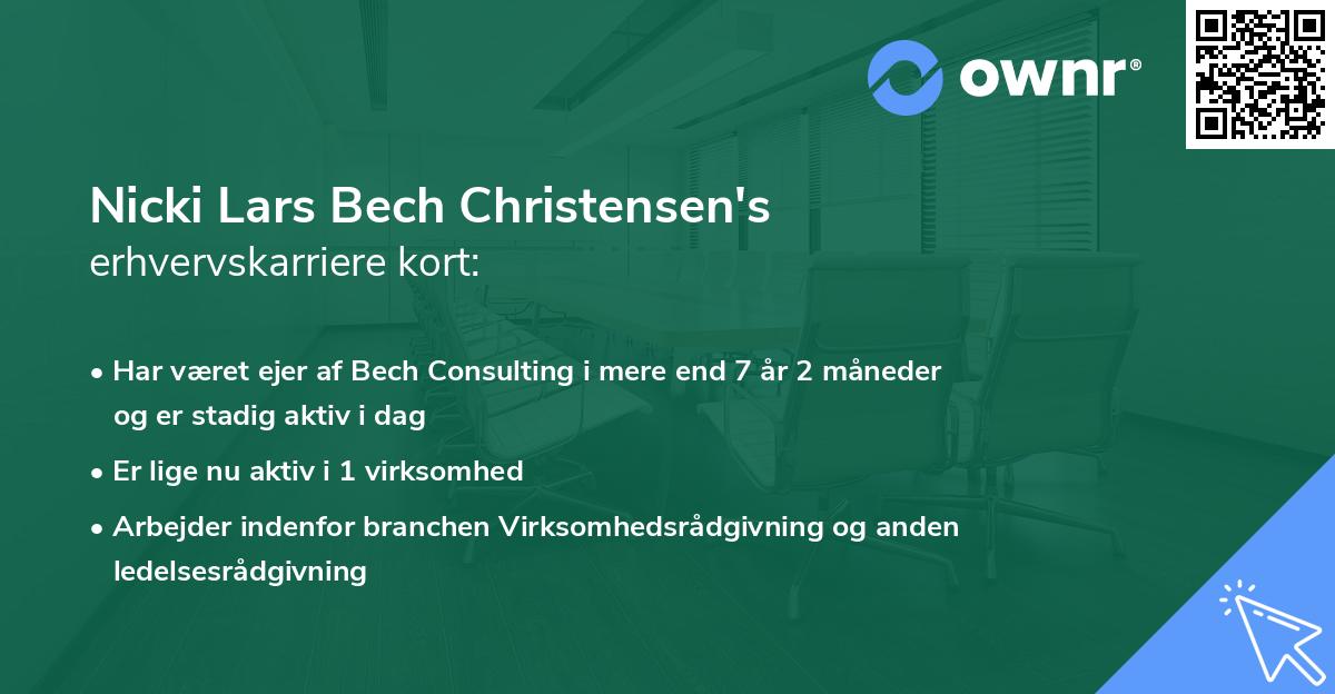 Nicki Lars Bech Christensen's erhvervskarriere kort