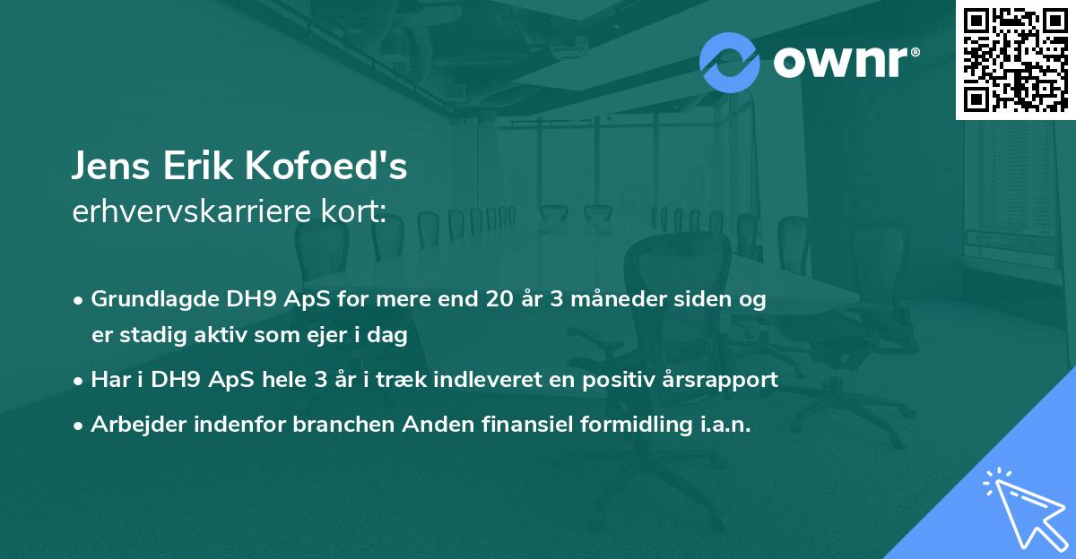Jens Erik Kofoed's erhvervskarriere kort