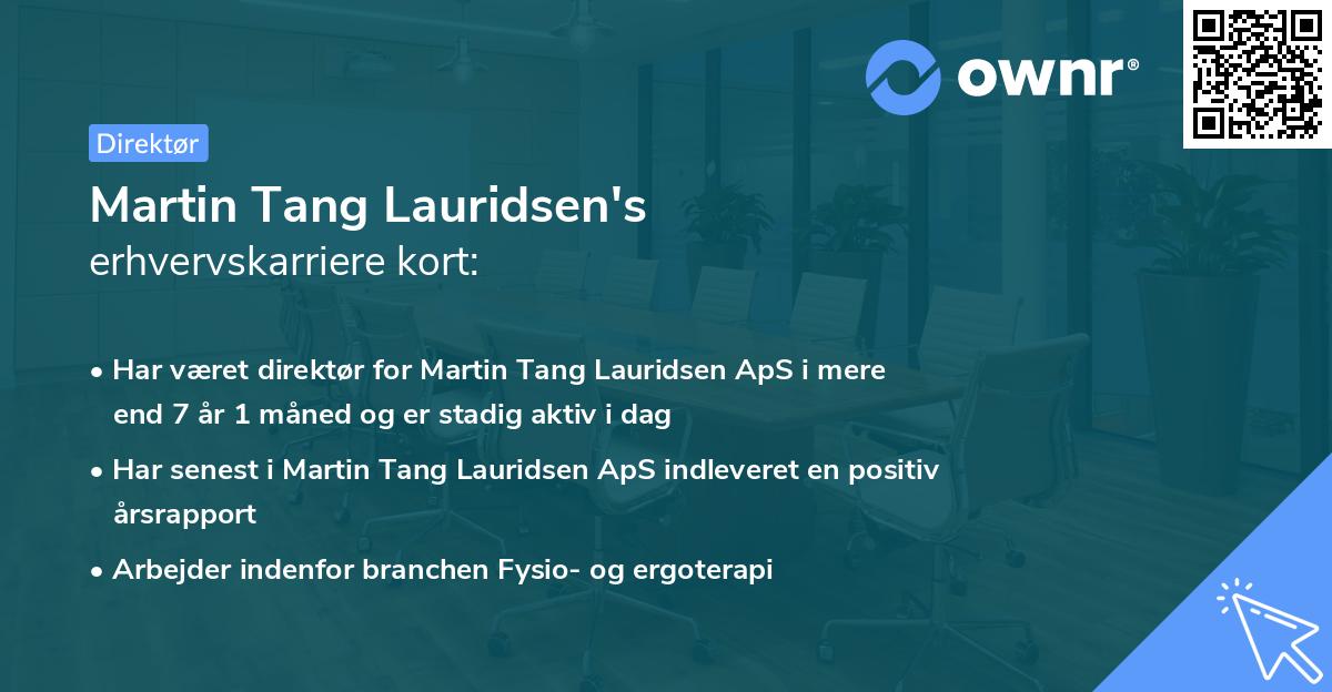 Martin Tang Lauridsen's erhvervskarriere kort