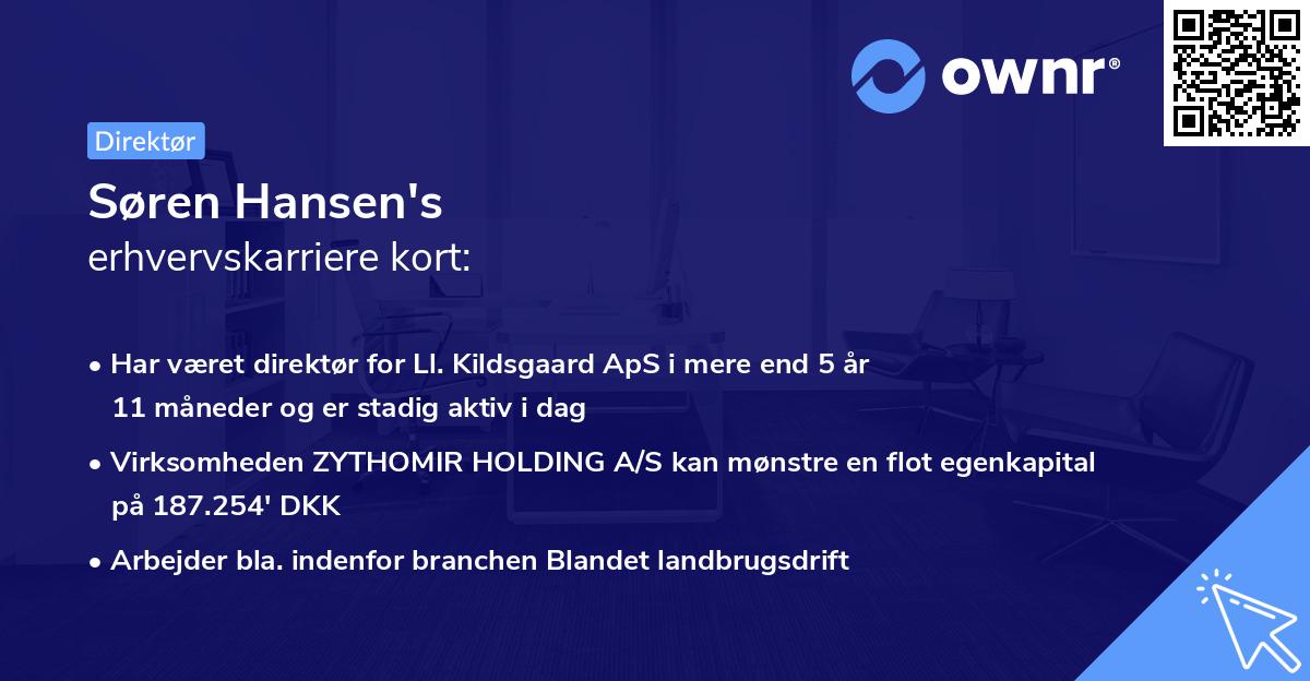 Søren Hansen's erhvervskarriere kort